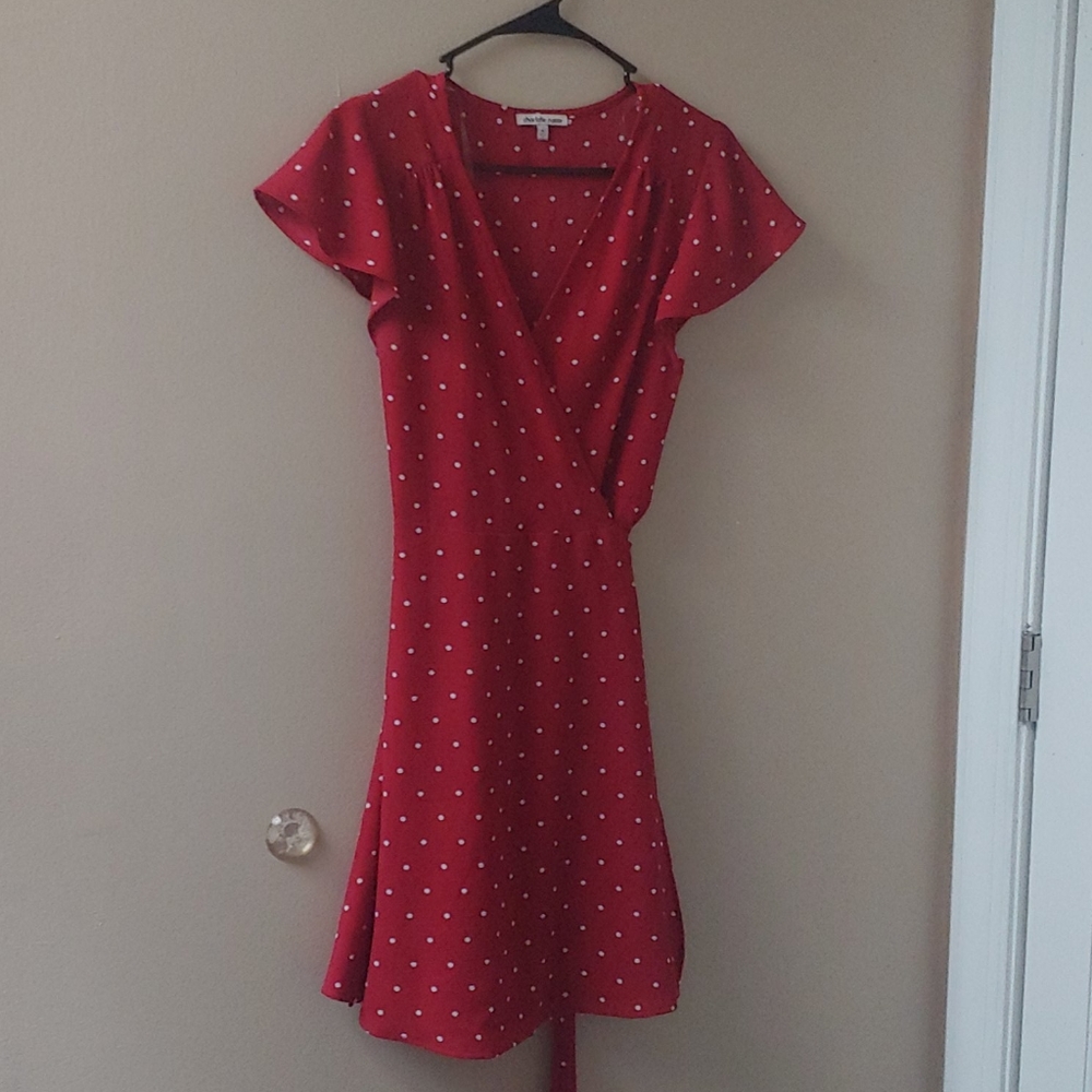 Red wrap dress